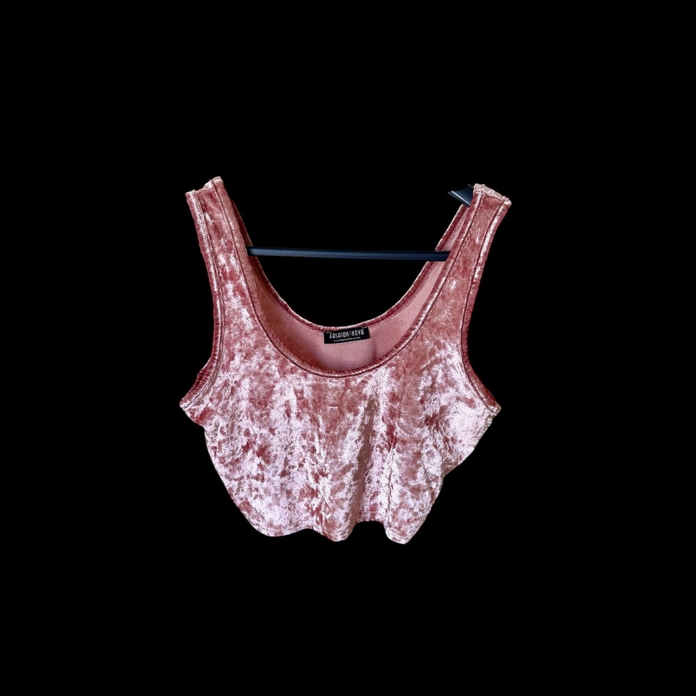Fashion Nova Womens Mauve Pink Crushed Velvet Cropped Tank Top TP1056‎ L